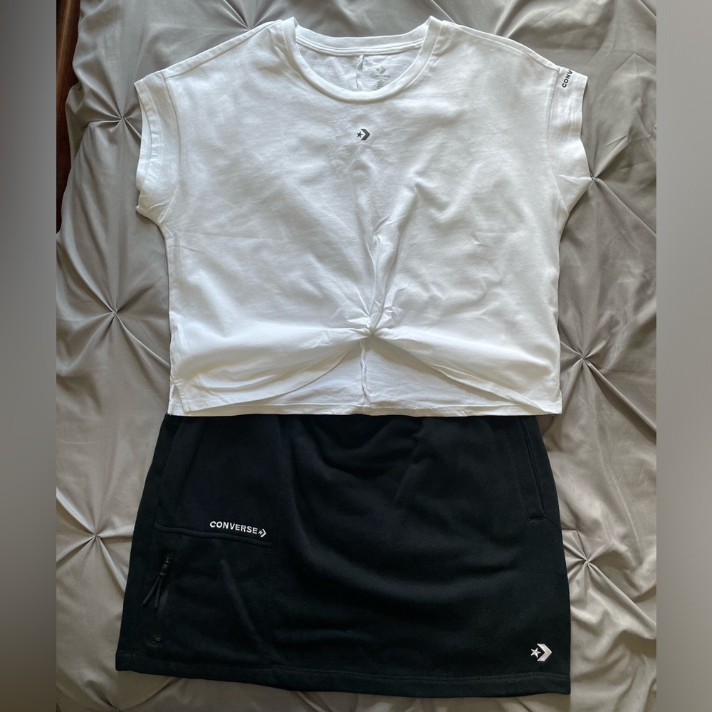 Converse Wordmark French terry skirt and T-shirt
